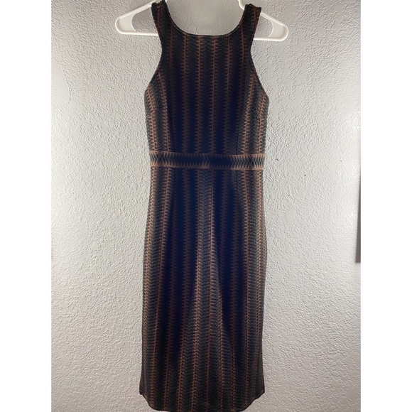 Anthropologie Maeve Meridian Midi Striped Quilted Brown Black Dress NWT - Picture 4 of 14